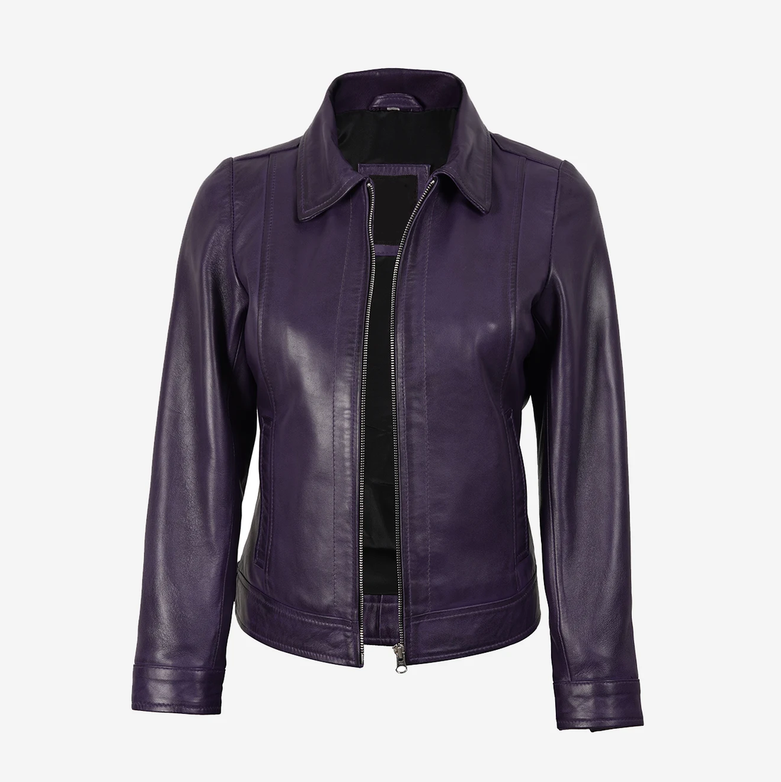 Women's Purple Biker Leather Jacket