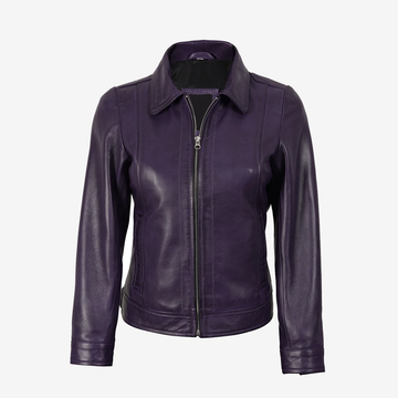 Women's Purple Biker Leather Jacket