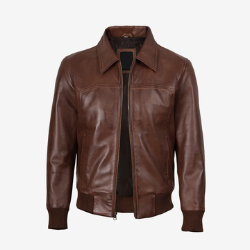 Men's Brown Lambskin Biker Leather Jacket
