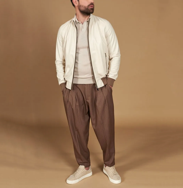 Men's White Classic Leather Jacket