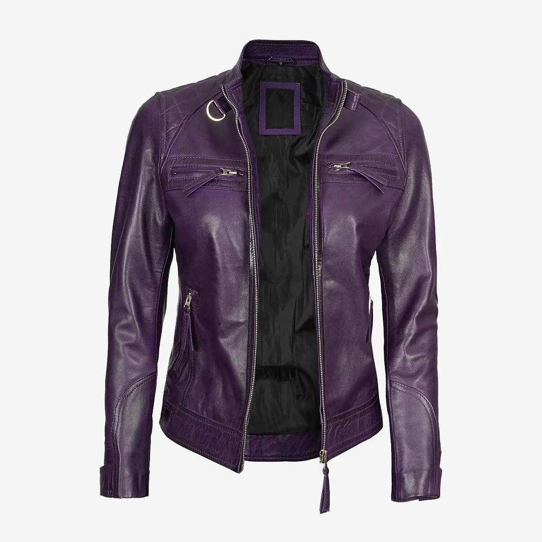 Women's Purple Biker Leather Jacket
