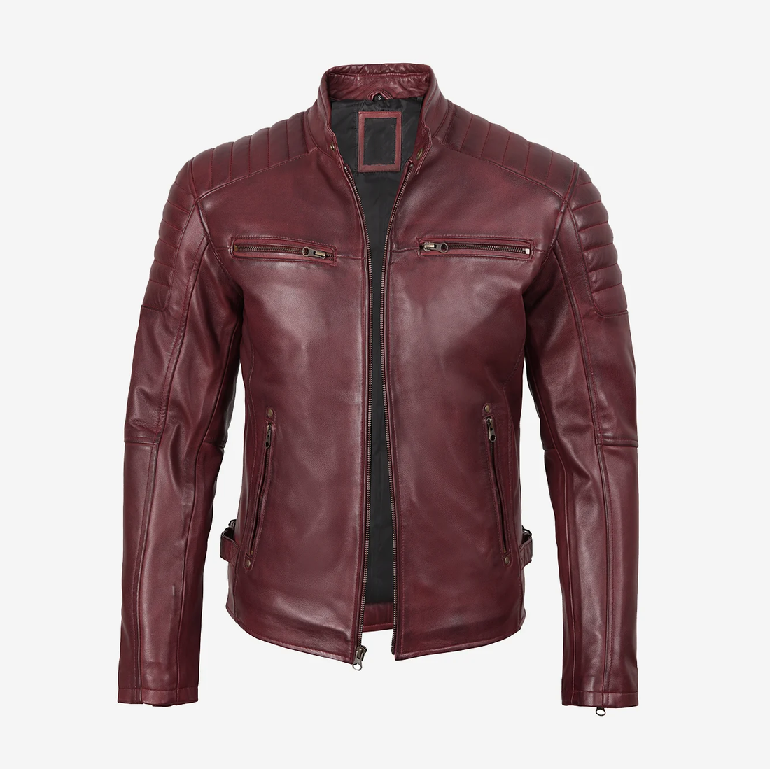 Men's Maroon Biker Leather Jacket