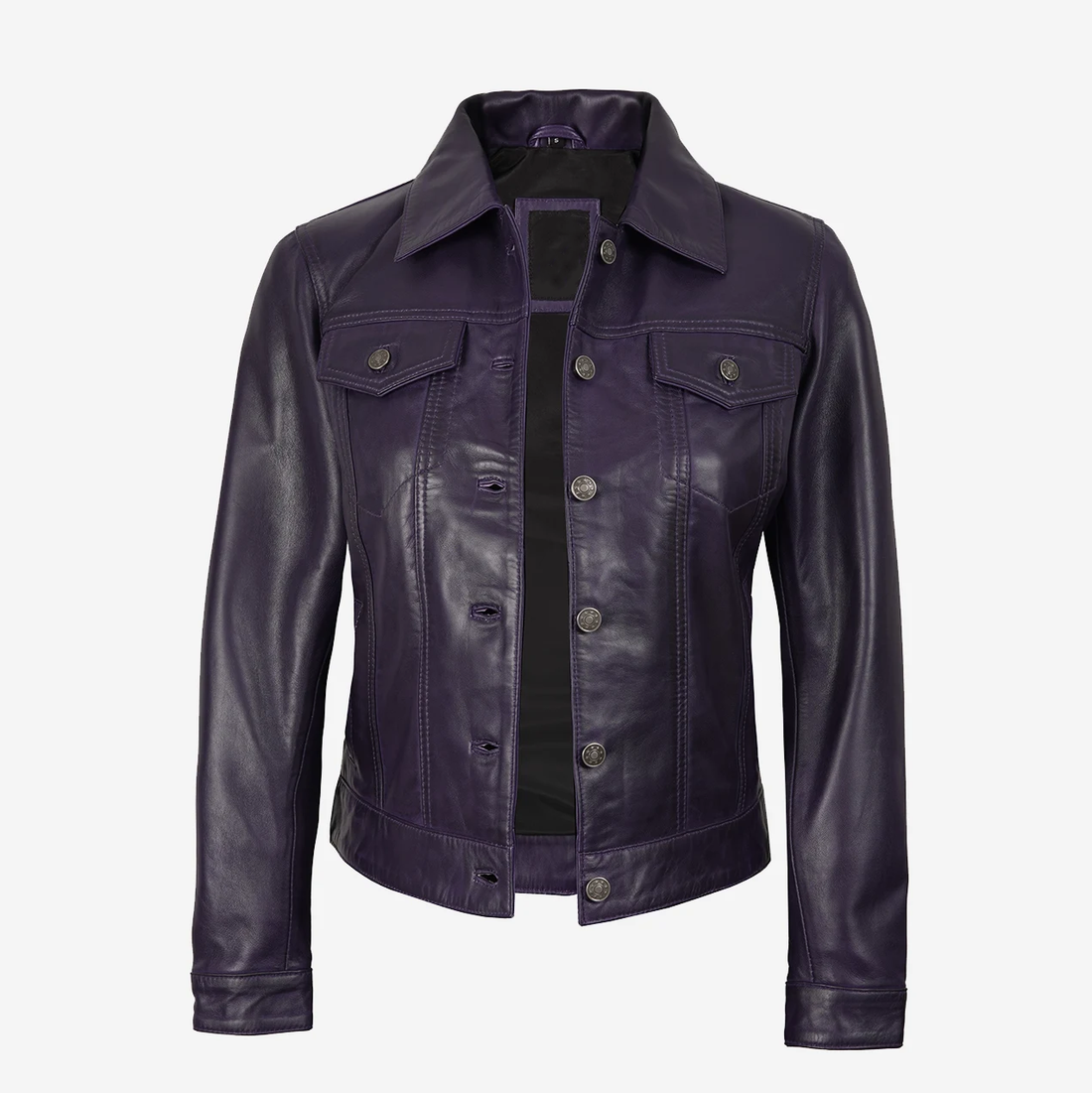 Women's Purple Biker Leather Jacket
