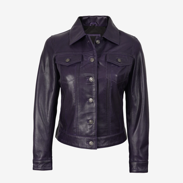 Women's Purple Biker Leather Jacket