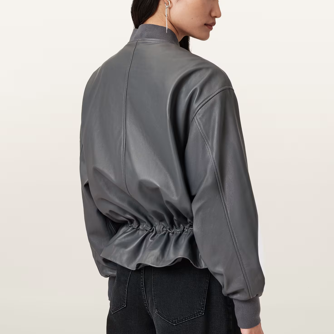 Women's Grey Fashion Leather Jacket