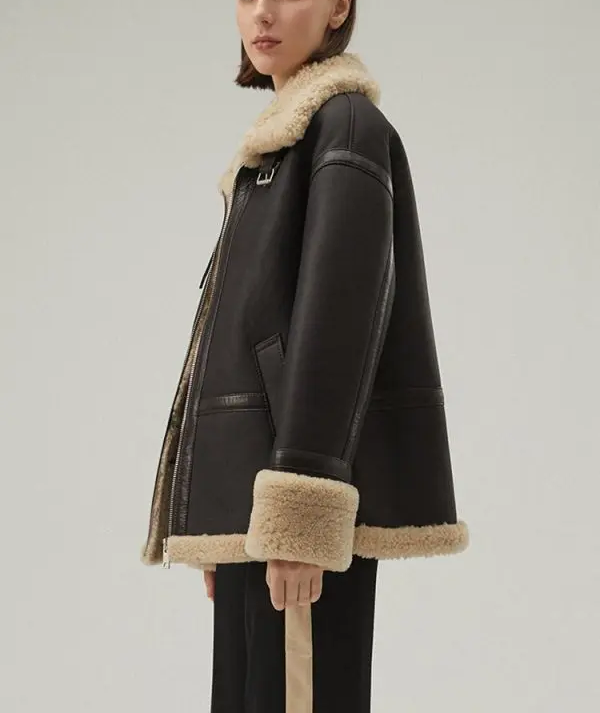 Women's Black Shearling Leather Jacket