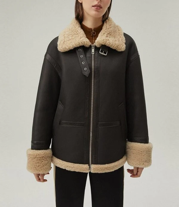 Women's Black Shearling Leather Jacket
