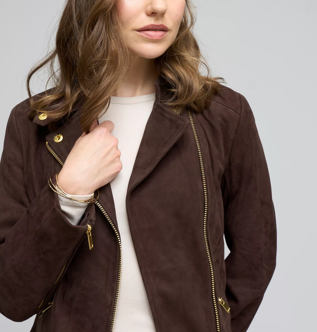 Women's Brown Suede Leather Jacket