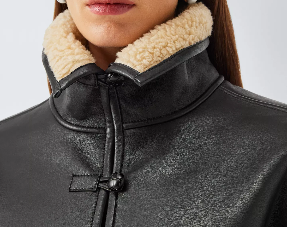Women's Black Shearling Leather Jacket