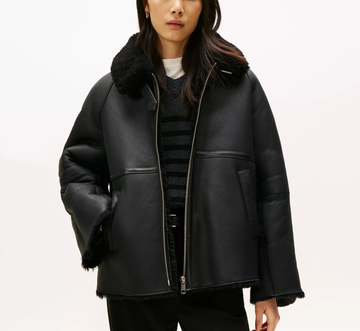 Women's Black Sheepskin Shearling Leather Jacket
