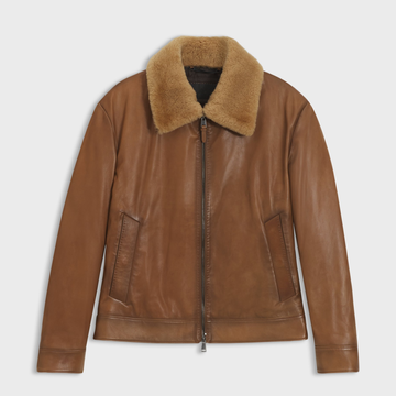 Men's Brown Aviator Leather Jacket