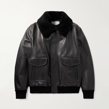 Men's Black Leather Aviator Jacket