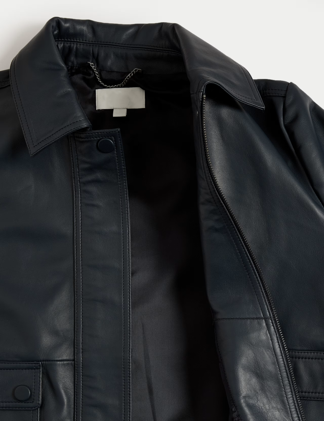 Women's Black Leather Bomber Jacket