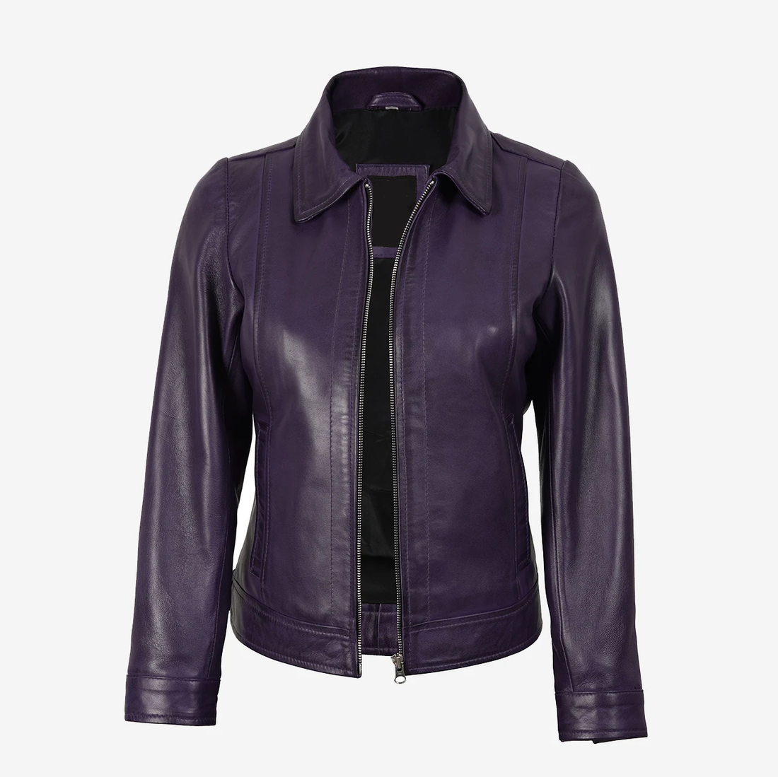 Women Purple Biker Leather Jacket