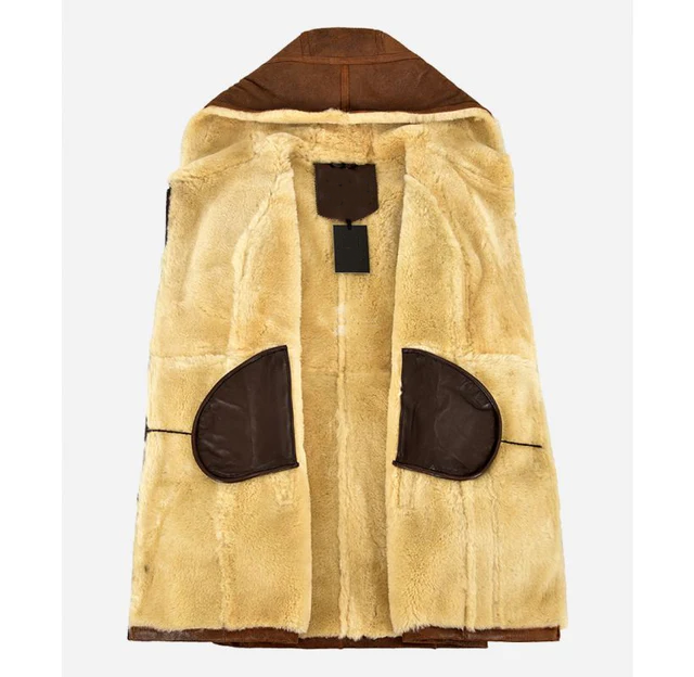 Women's Brown Shearling Leather Long Coat