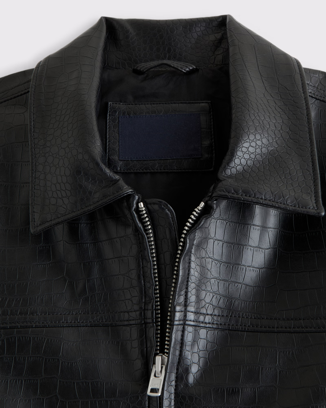 Men's Black Textured Leather Jacket