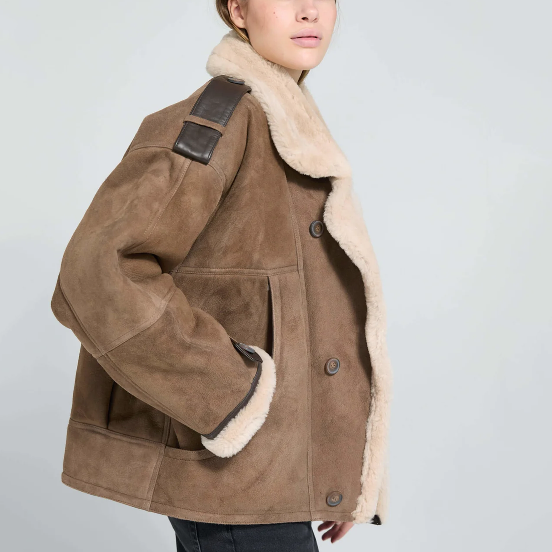 Women's Suede Shearling Leather Jacket