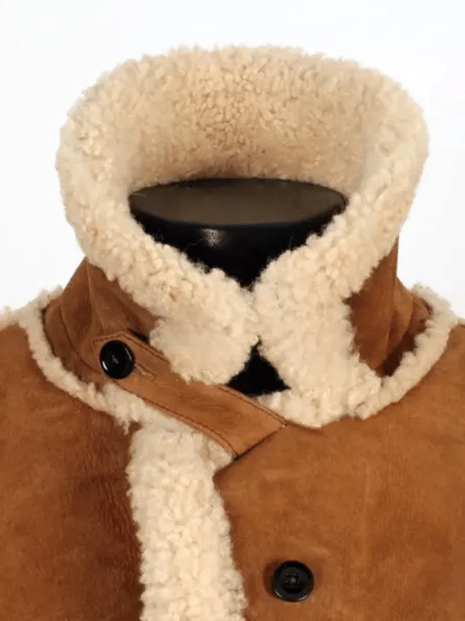 Women's Brown Suede Shearling Leather Coat