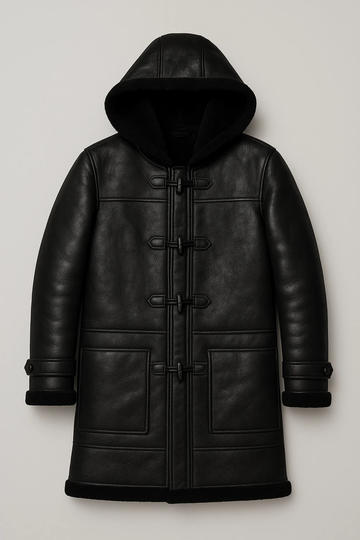 Men's Black Sheepskin Shearling Leather Coat