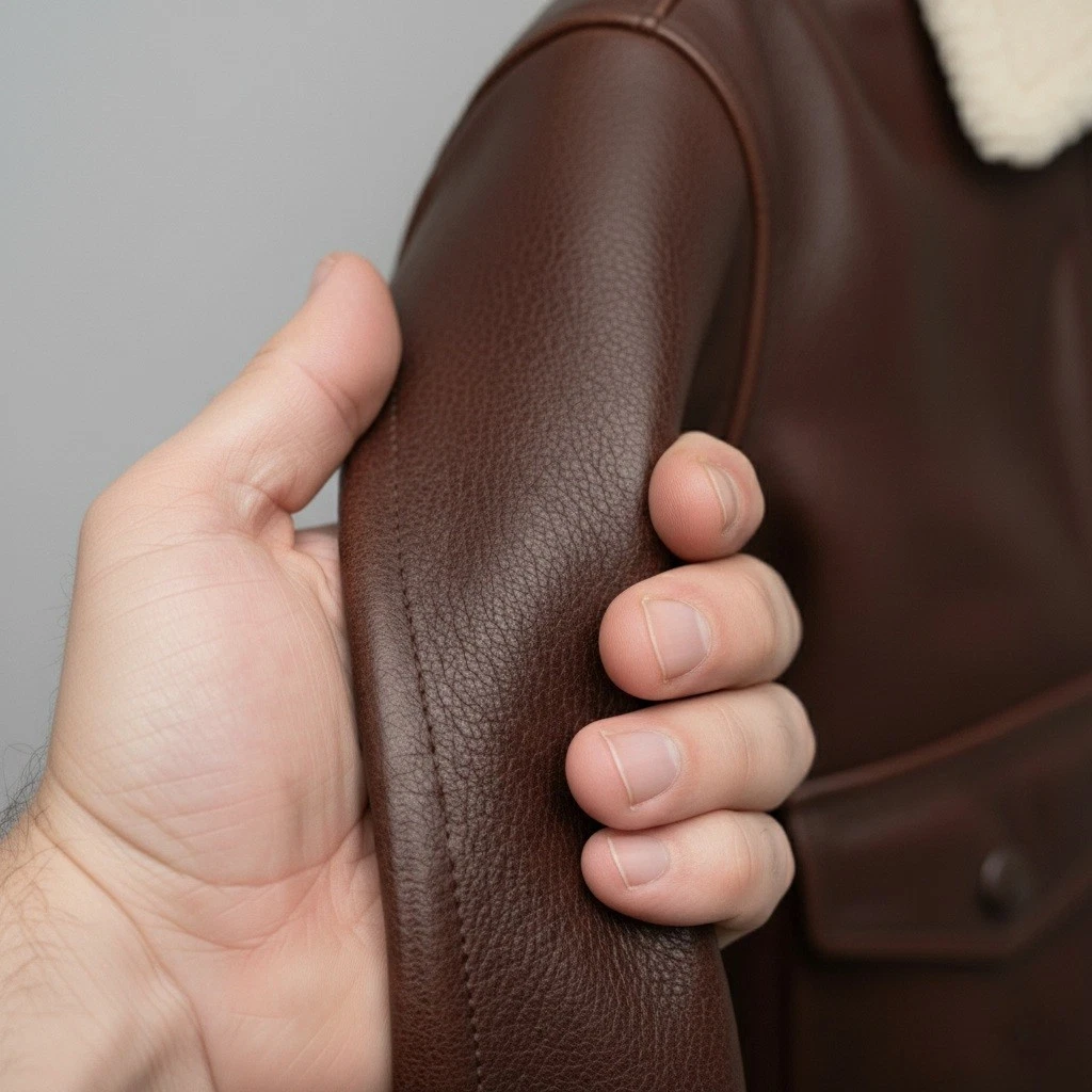 Men's Brown Shearling Leather Bomber Jacket