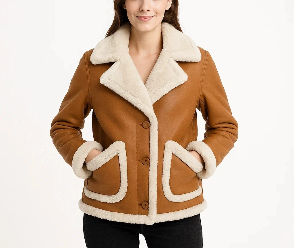 Women's Brown Shearling Leather Jacket