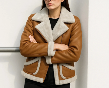 Women's Brown Shearling Leather Jacket