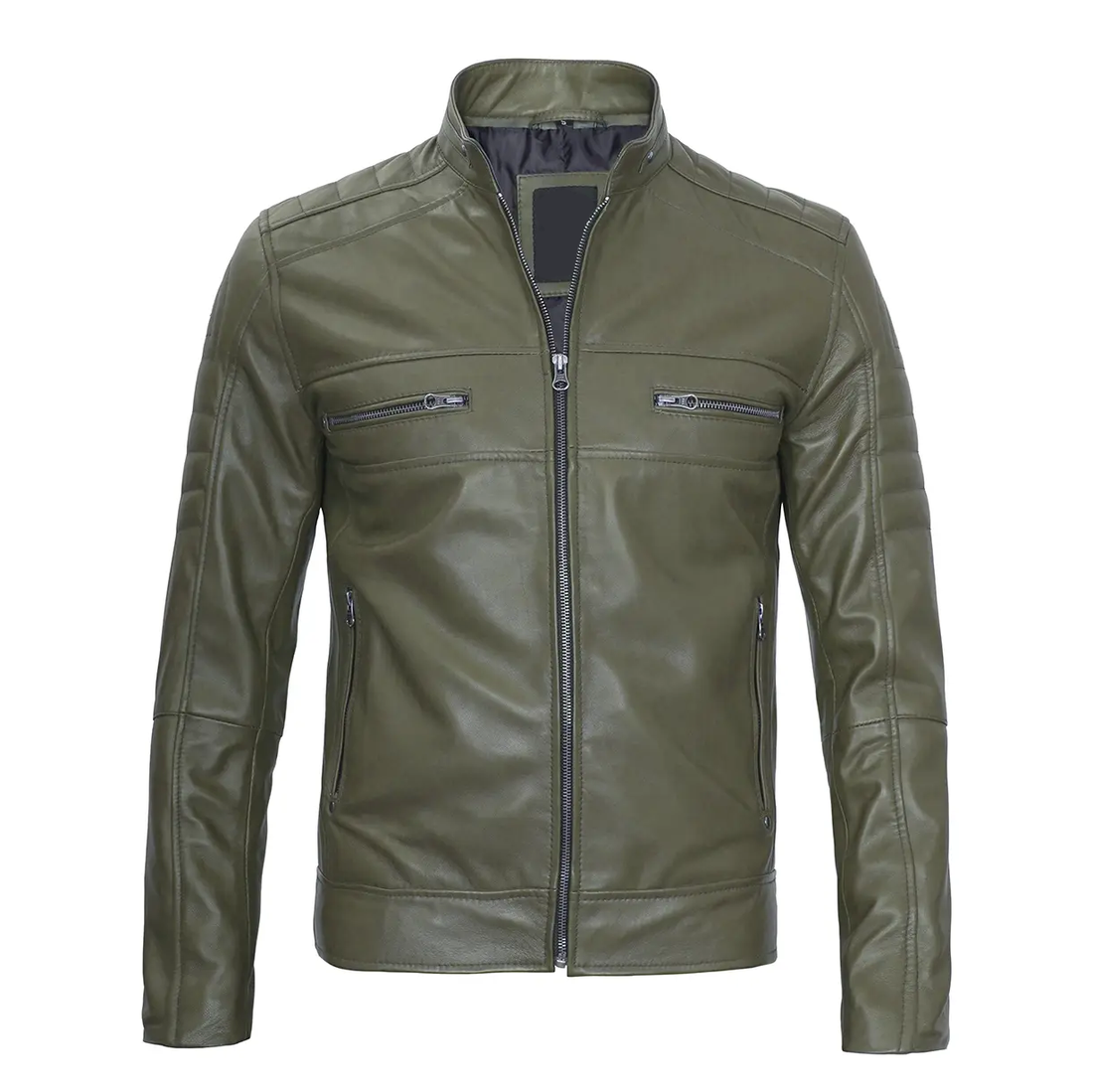 Men's Green Biker Leather Jacket