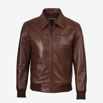 Men's Brown Cognac Biker Leather Jacket