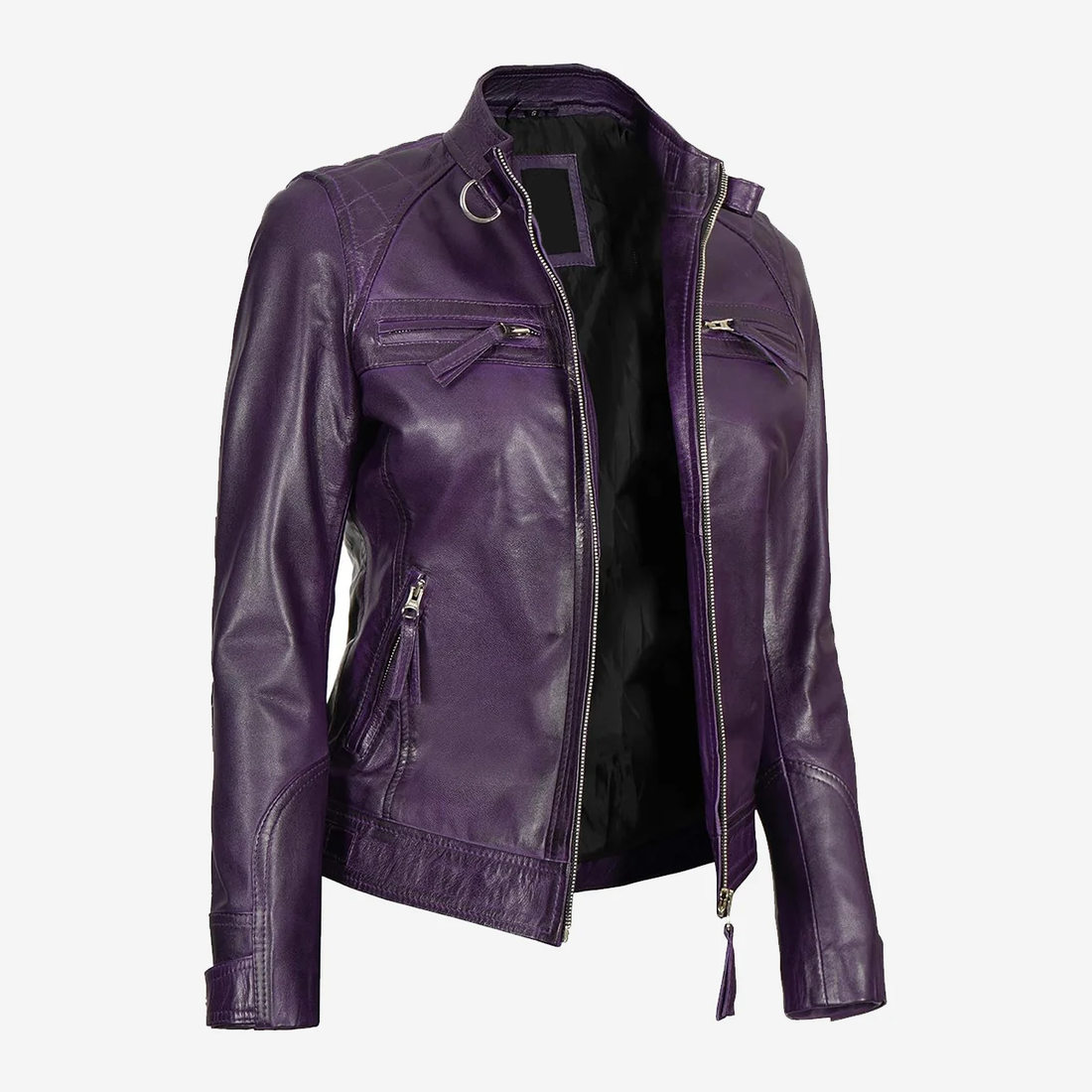Women's Purple Biker Leather Jacket