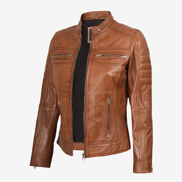 Women's Tan Brown Leather Jacket