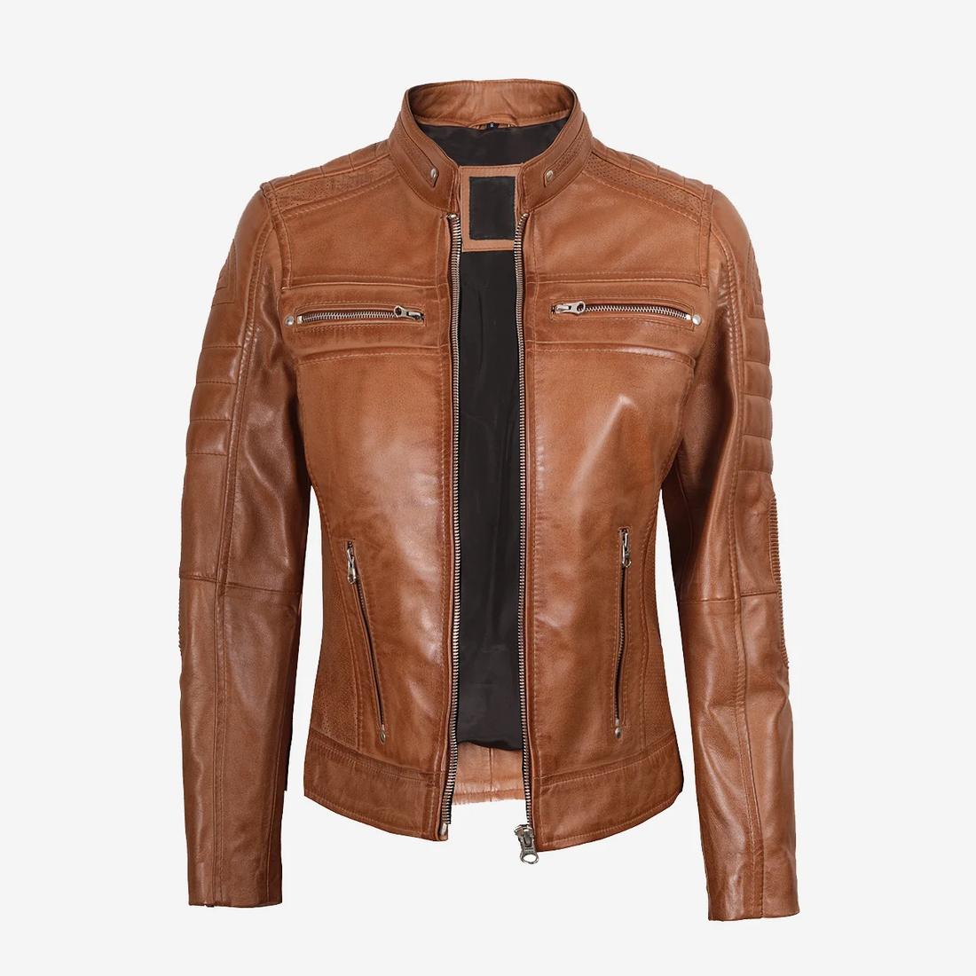 Women's Tan Brown Leather Jacket