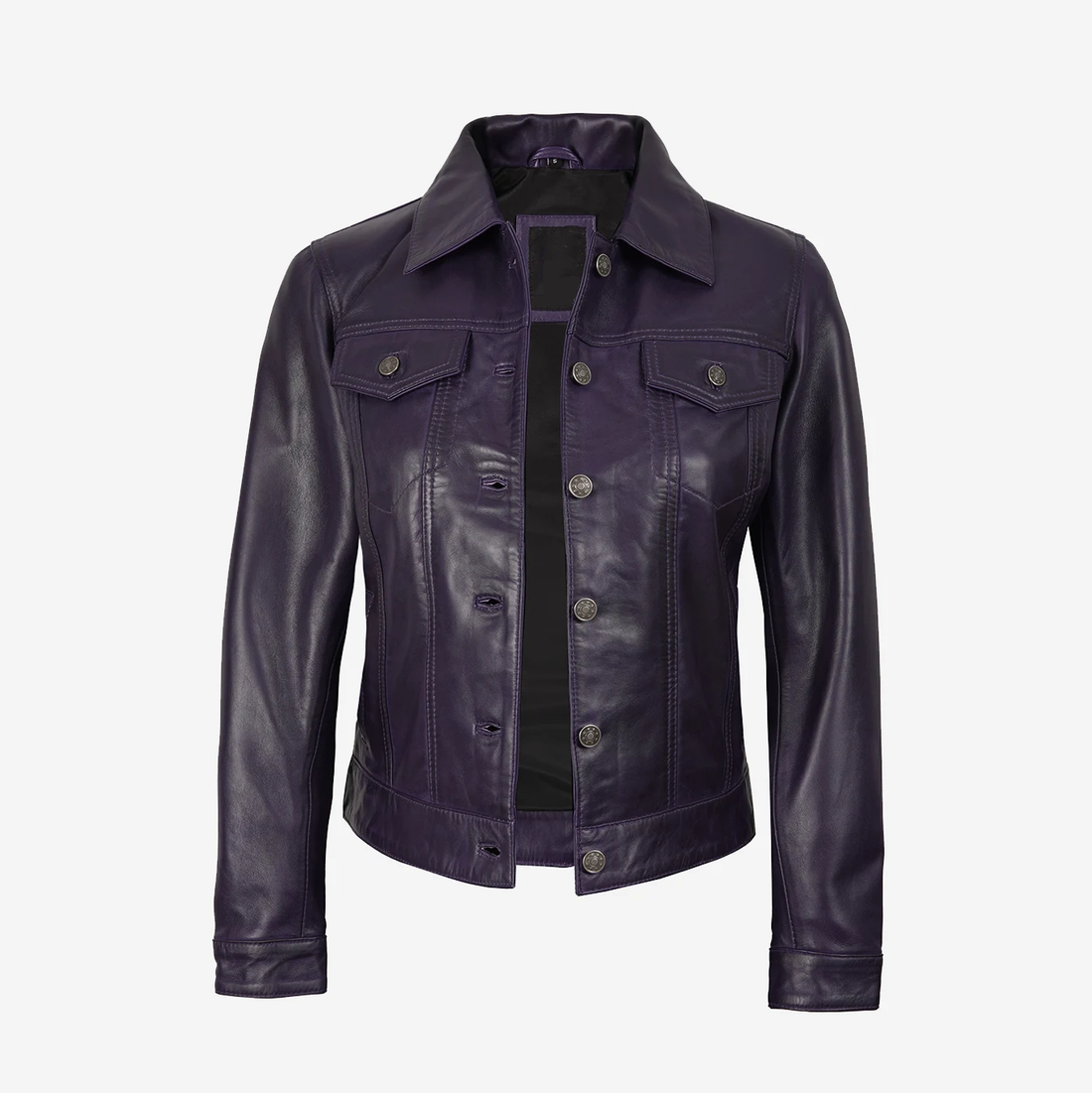 Women's Purple Biker Leather Jacket