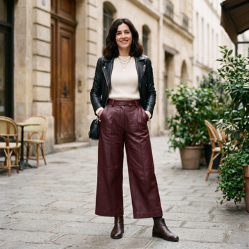 Women's Premium Brown Leather Biker Pants
