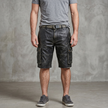 Men's Green Lambskin Leather Shorts