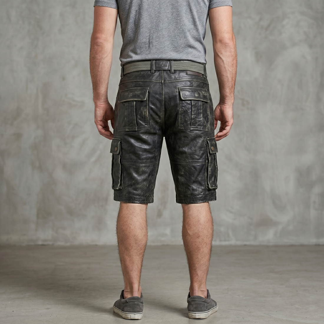 Men's Green Lambskin Leather Shorts