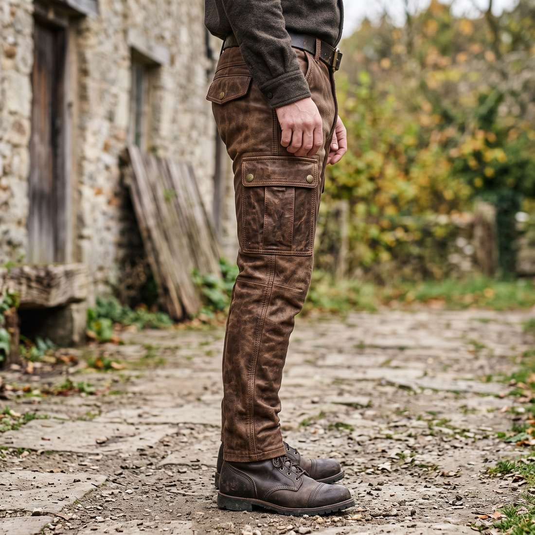 Vintage Brown Leather Side-Lace Pants