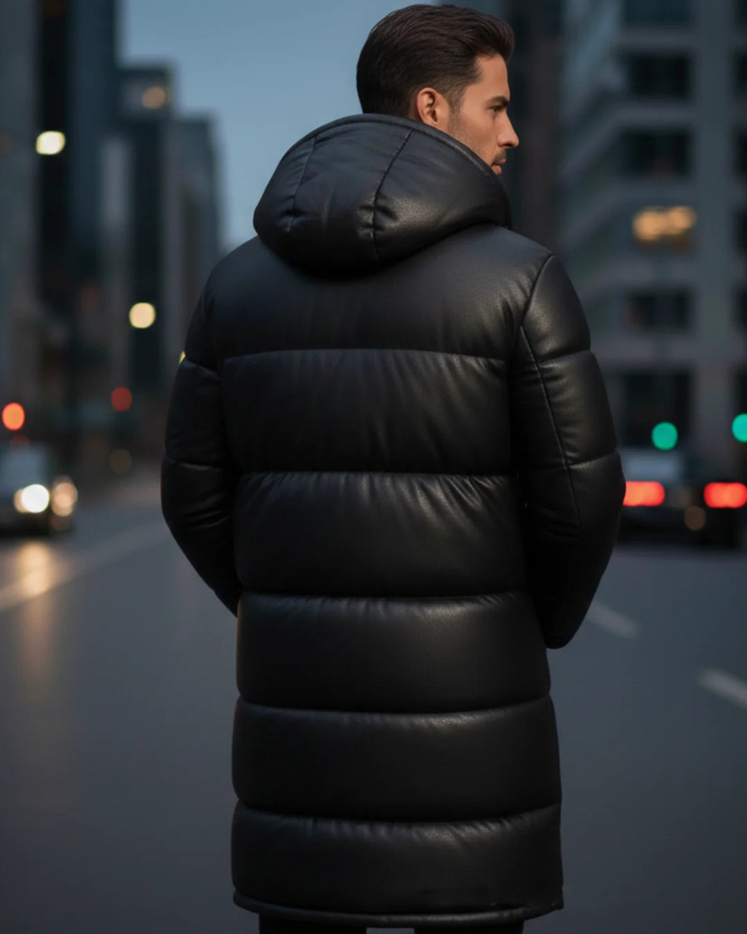 Men’s Black Lambskin Puffer Jacket