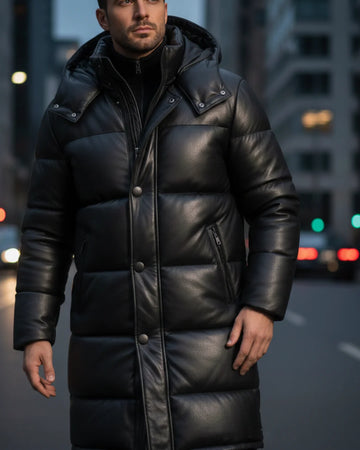 Men’s Black Lambskin Puffer Jacket
