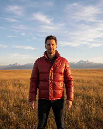 Men’s Red Lambskin Puffer Jacket