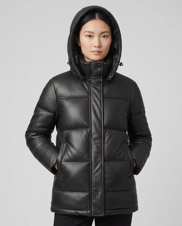 Women’s Black Lambskin Puffer Jacket